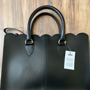 ASOS LEATHER SCALLOPED EDGE HANDBAG